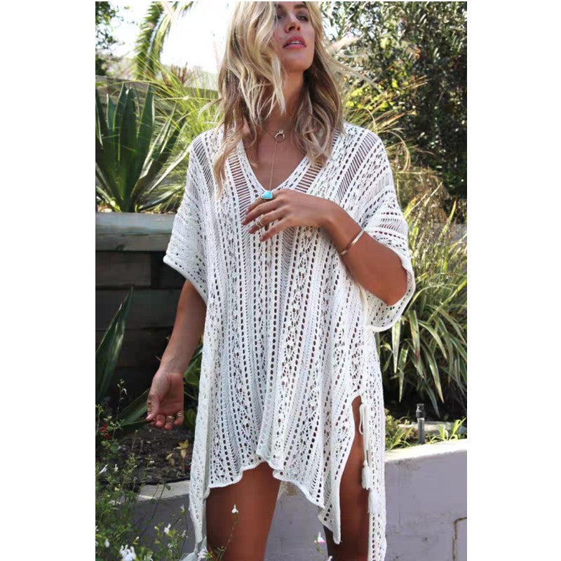 Ladies structured crochet beach cover-up Lune London