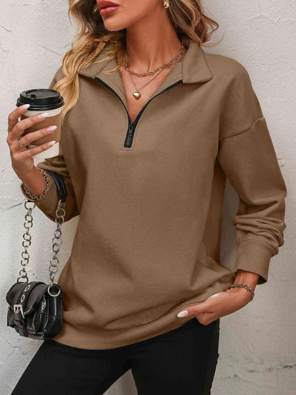 Casual turtleneck sweater for women with half-zip Lune London