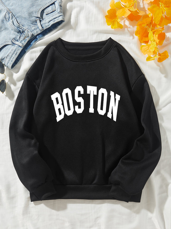 Women casual sweatshirt with Boston print Chic & Stil