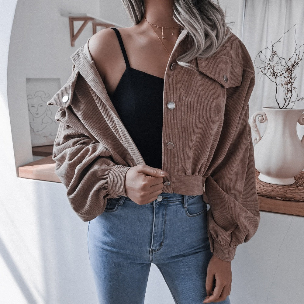 Corduroy jacket for women with a relaxed fit and trendy button details Lune London