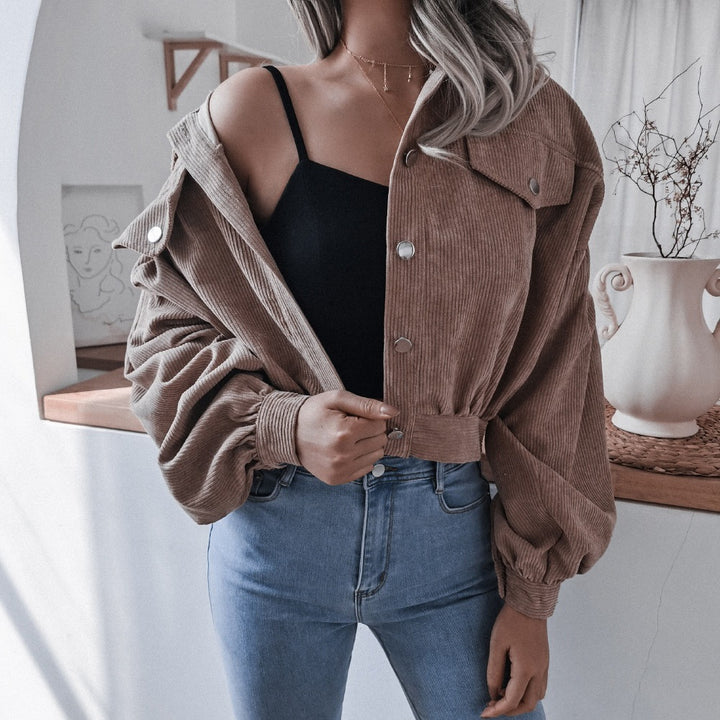 Corduroy jacket for women with a relaxed fit and trendy button details Lune London