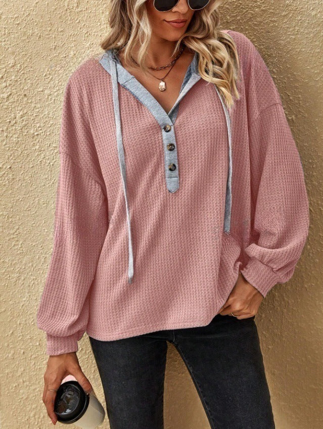 Ladies Oversized Sweater with Chic Button Placket and Style