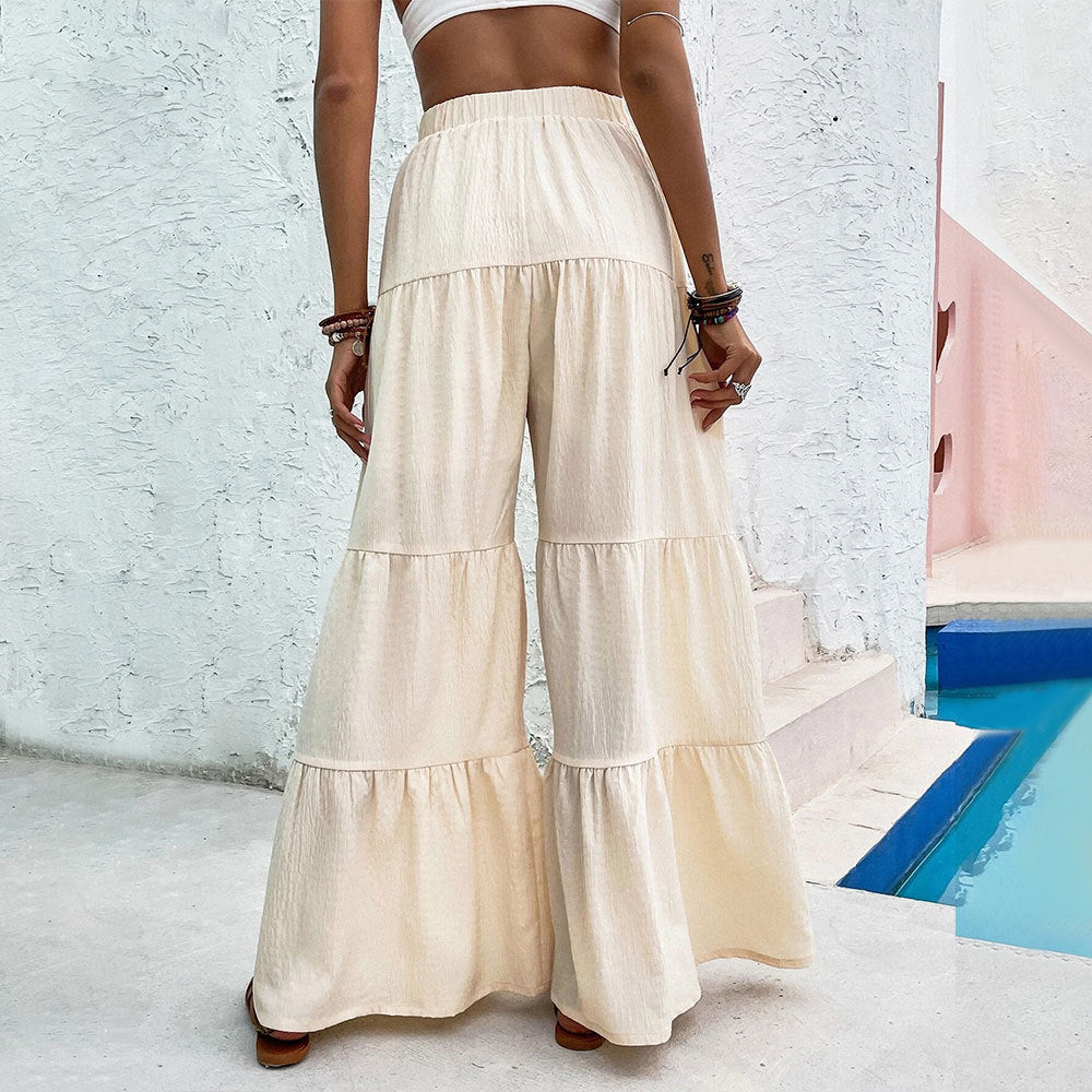 Pantalons palazzo larges pour femmes avec design en couches et ceinture élastique Chic & Stil