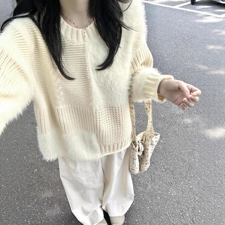 Pull en tricot épais pour femme avec textures variées Chic & Stil