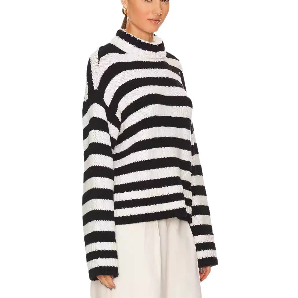 Pullover court pour femmes avec larges rayures Lune London