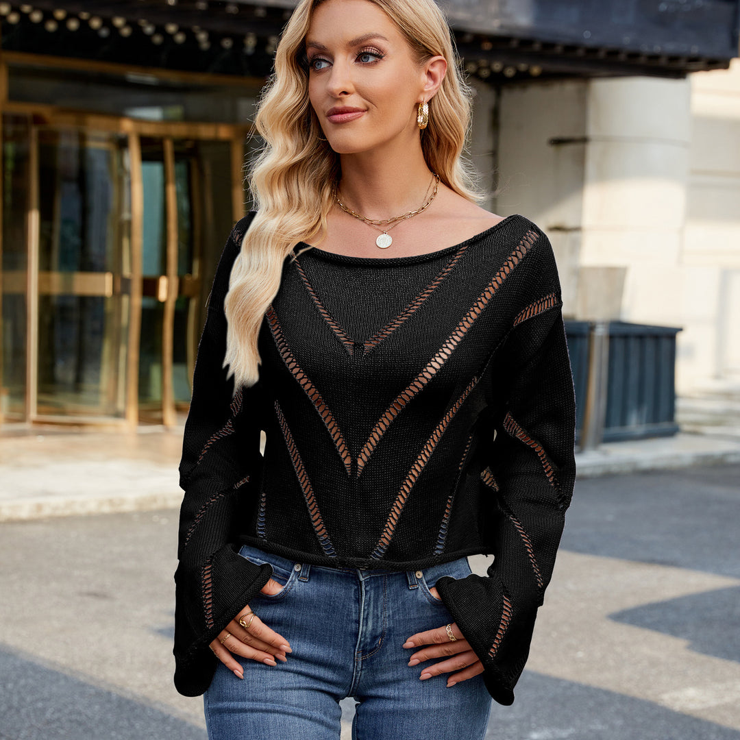 Off-shoulder knitted sweater for women with refined cutouts and a loose fit Lune London