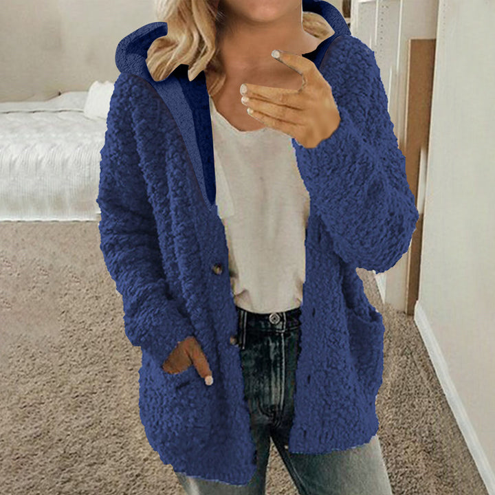 Ladies cozy fleece jacket with hood and practical pockets Lune London