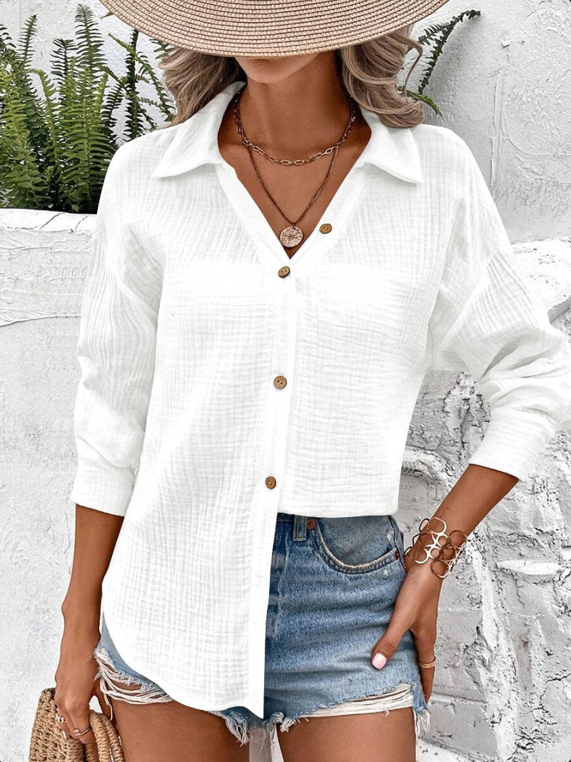Airy cotton shirt for women with button accents and an elegant cut Lune London