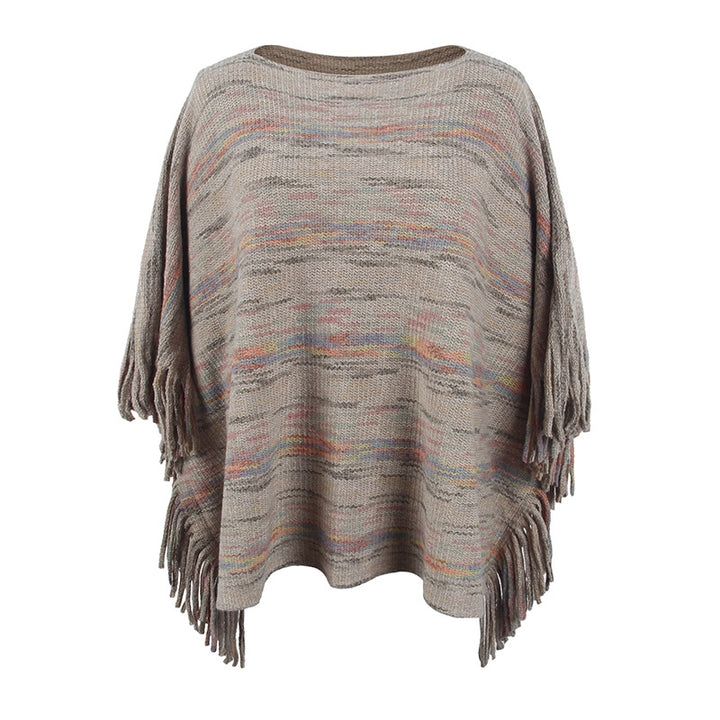 Ladies cozy poncho with fringe details Lune London