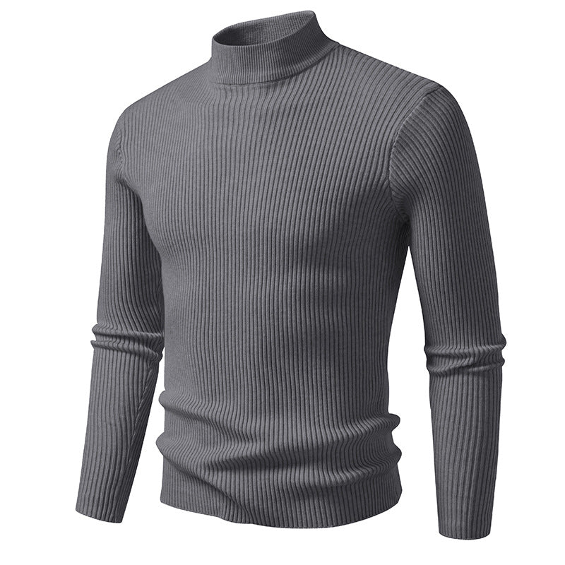 High-quality stretch wool men's turtleneck sweater with ribbed texture Lune London