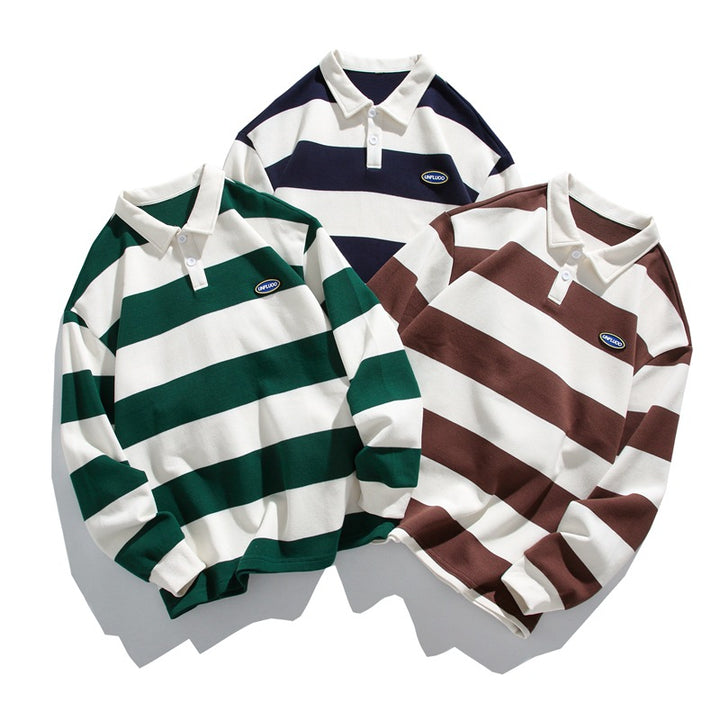 Ladies Elegant Polo Sweater with Chic and Stylish Striped Design
