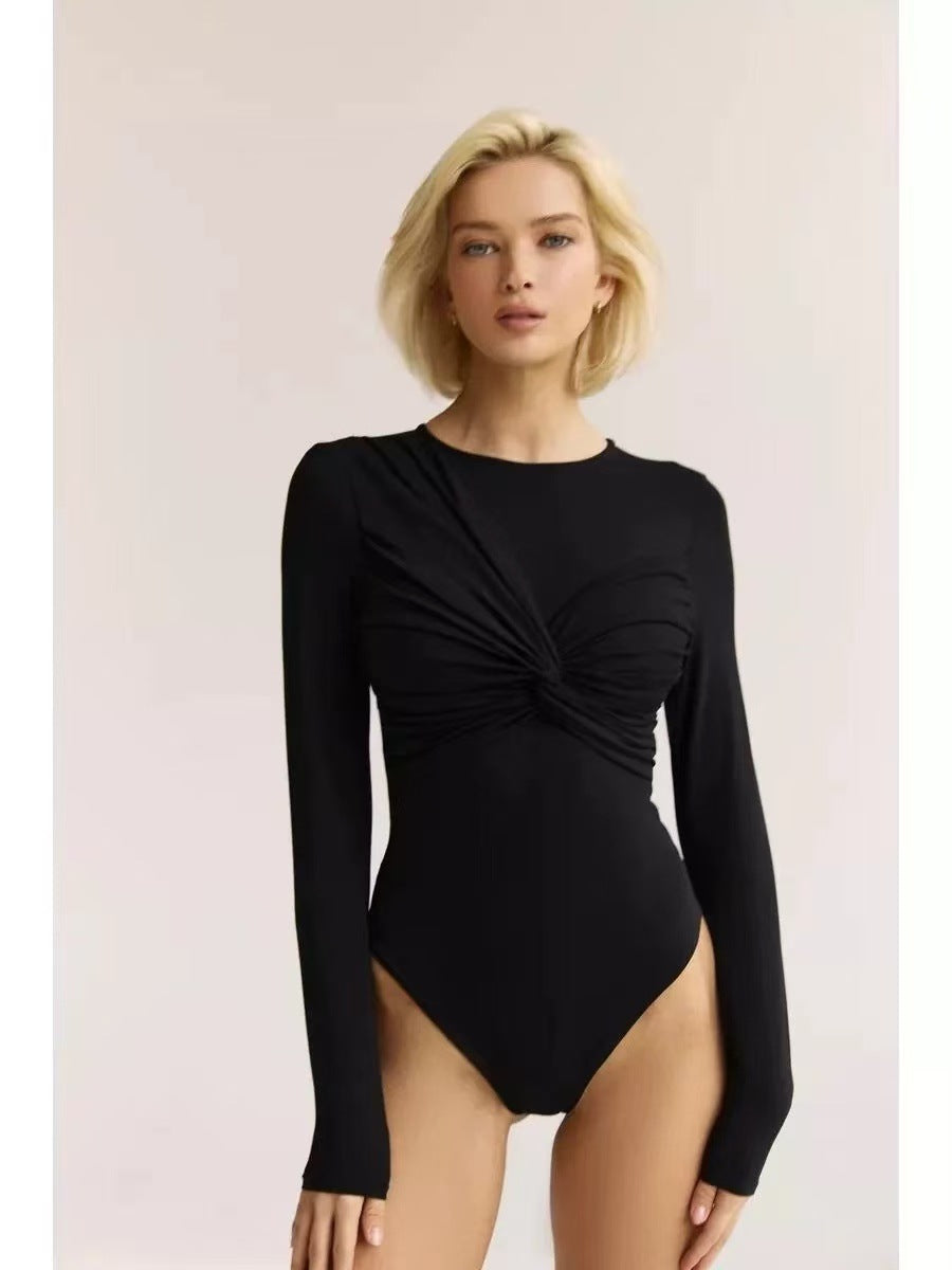 Ladies Long Sleeve Ruffled Body Lune London