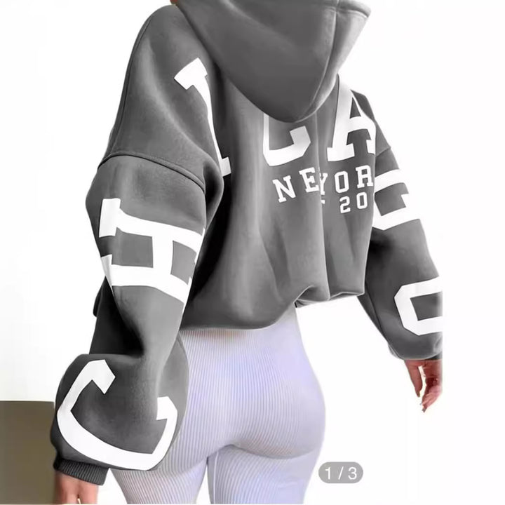 Ladies oversized hoodie with stylish inscription Lune London