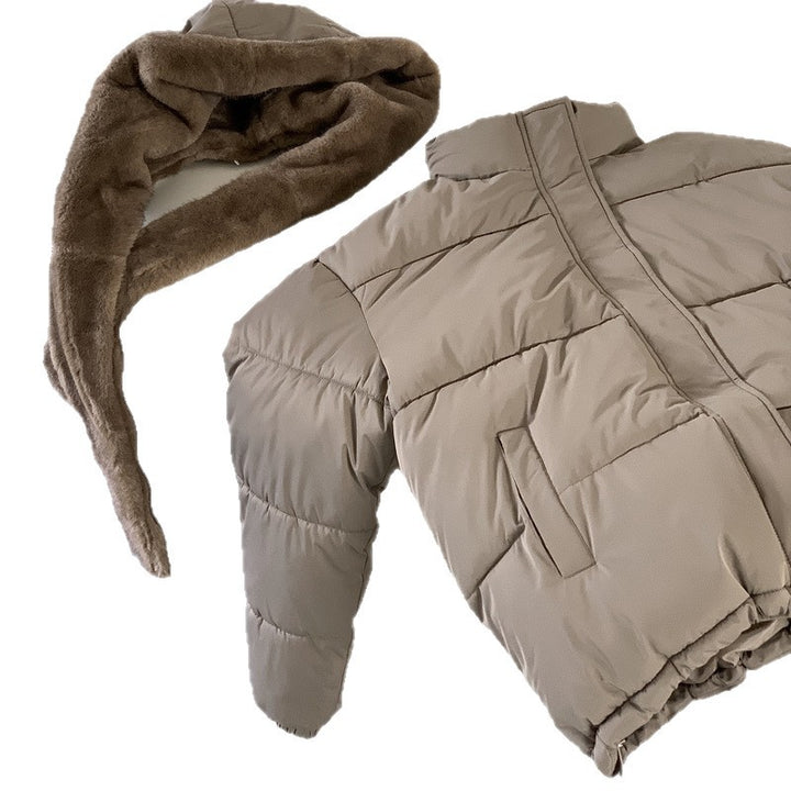 Ladies trendy down jacket with removable faux fur collar and practical pockets Lune London