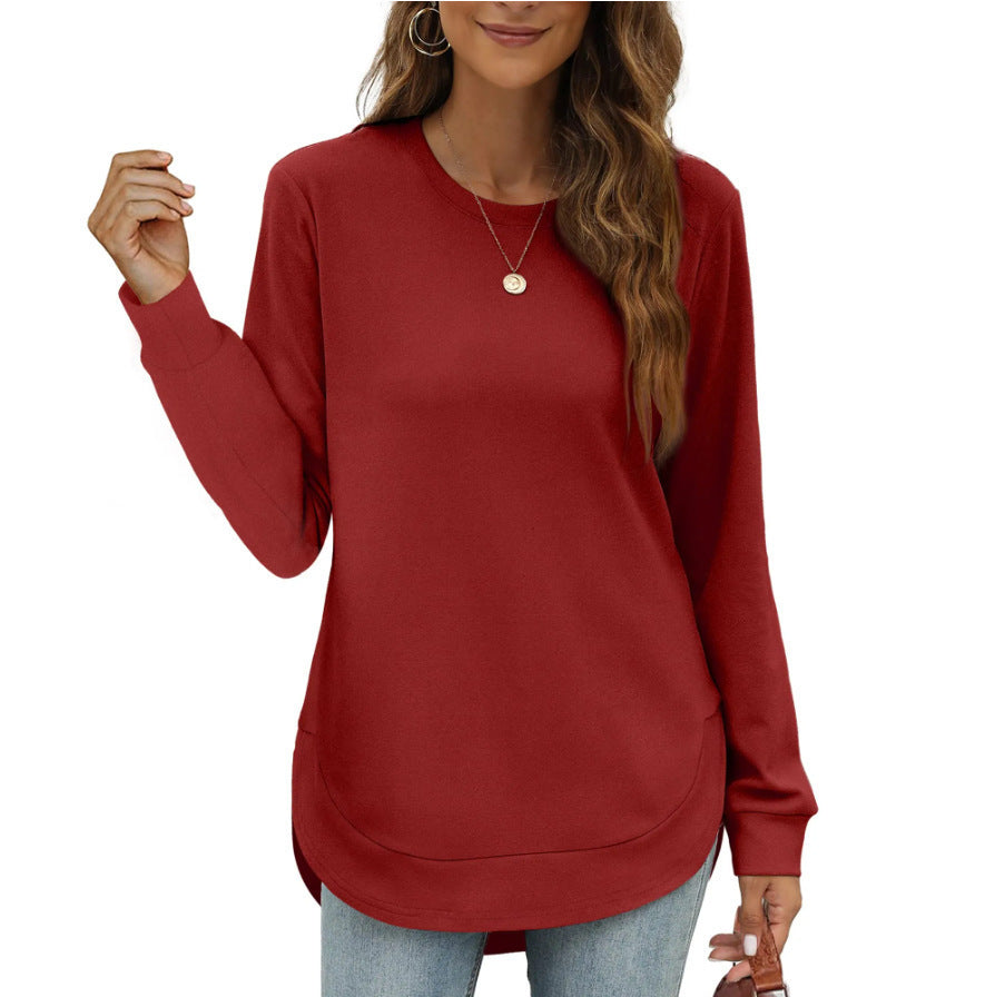 Casual women's long sleeve sweater with curved hem Lune London