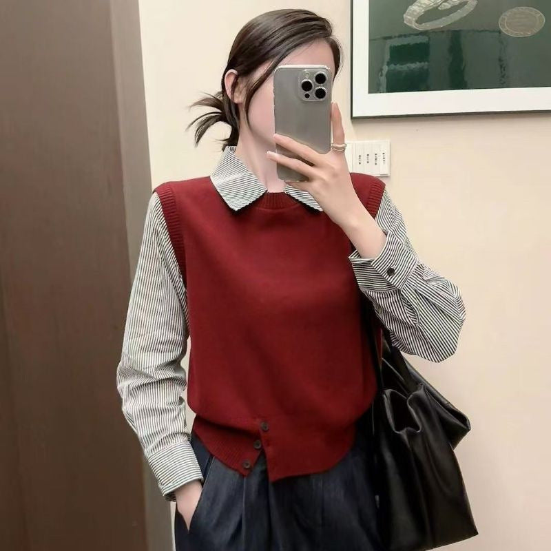 Pull-over haut de gamme pour femmes avec col chemise Chic & Stil