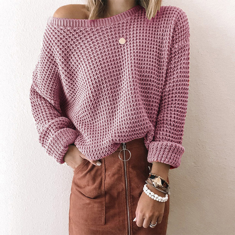 Casual knit sweater for women with a loose fit and an off-shoulder design Lune London