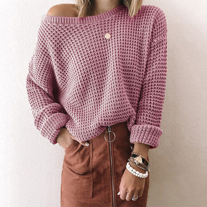 Casual knit sweater for women with a loose fit and an off-shoulder design Lune London
