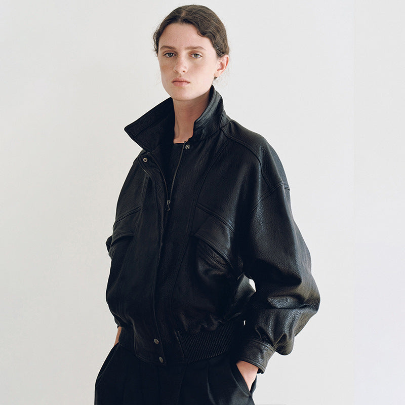 Veste en cuir décontractée à la mode pour femmes avec poches distinctives Chic & Stil