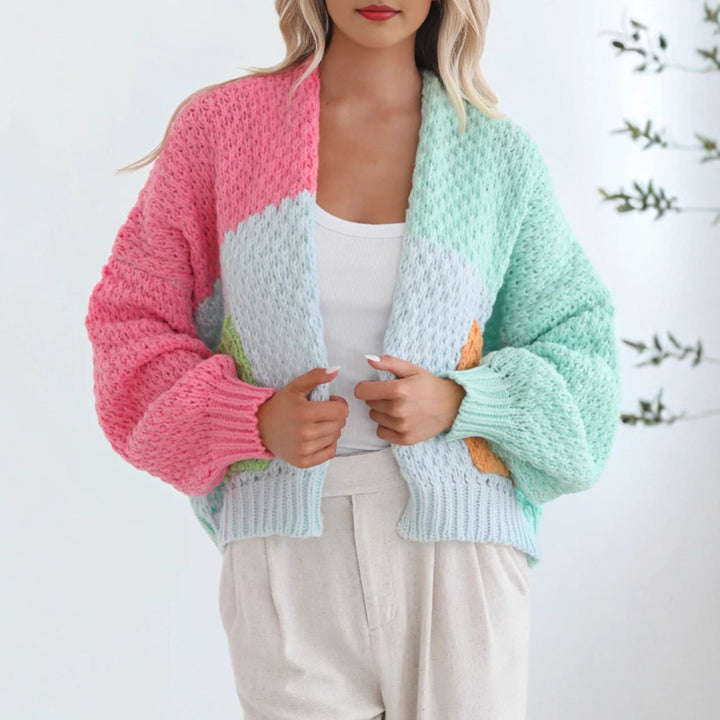 Comfortable knitted sweater for women with oversized sleeves and a combination of colors Lune London