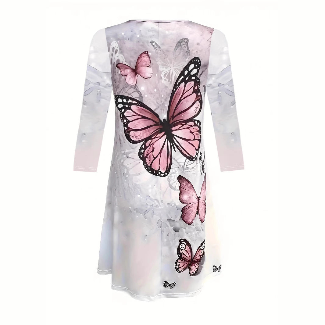 Casual women's leisure dress with butterfly floral design and relaxed fit Lune London