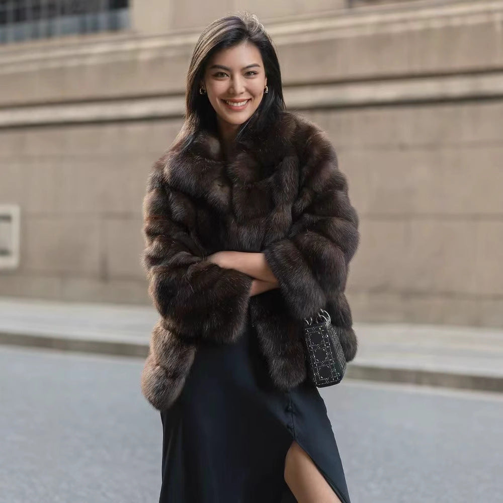 Luxury faux fur jacket for women with chic and stylish design