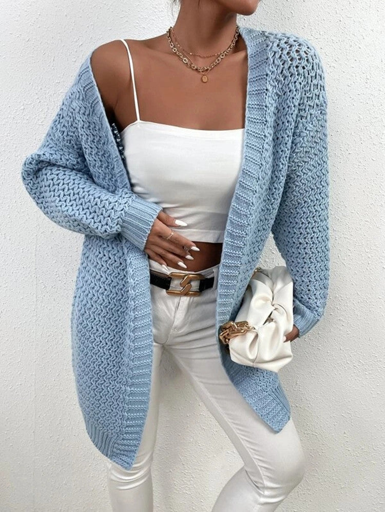 Women's knit jacket with open cut and luxurious textured pattern Lune London