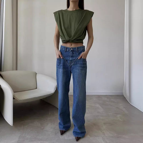 Women Wide Cut Jeans with Unique Design Lune London