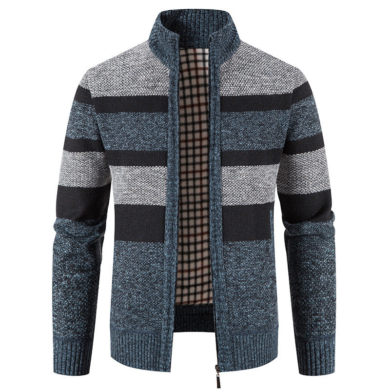 Modern knitted jacket for men with a modern and versatile check pattern Lune London
