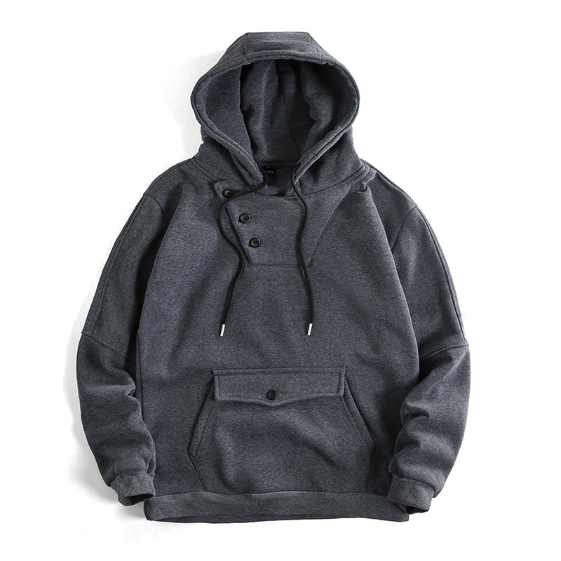 Men's casual hoodie with button details and practical pockets Lune London