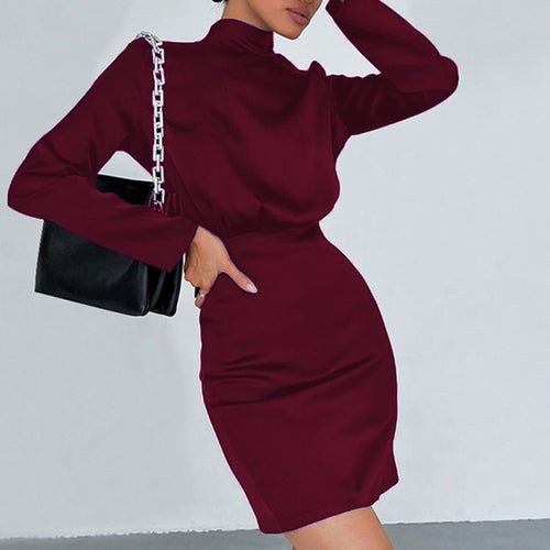 Lune London Elegant Mini Dress for Women with High Collar and Long Sleeves