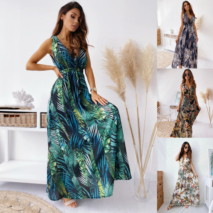 Women Tropical Print Maxi Dress Fluid Lune London