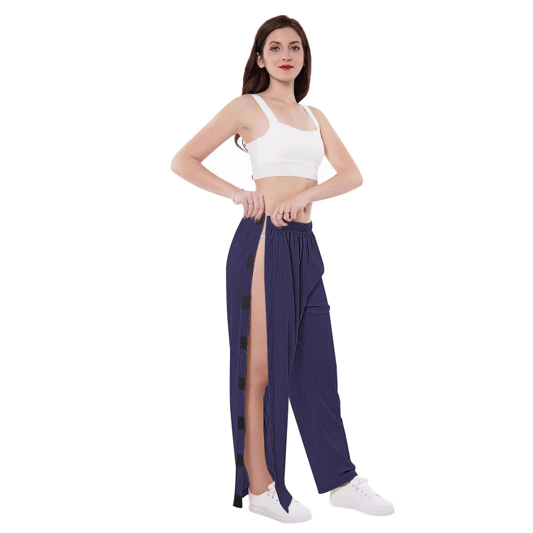 Lune London Casual Palazzo Pants for Women with Side Slits and Elastic Waist