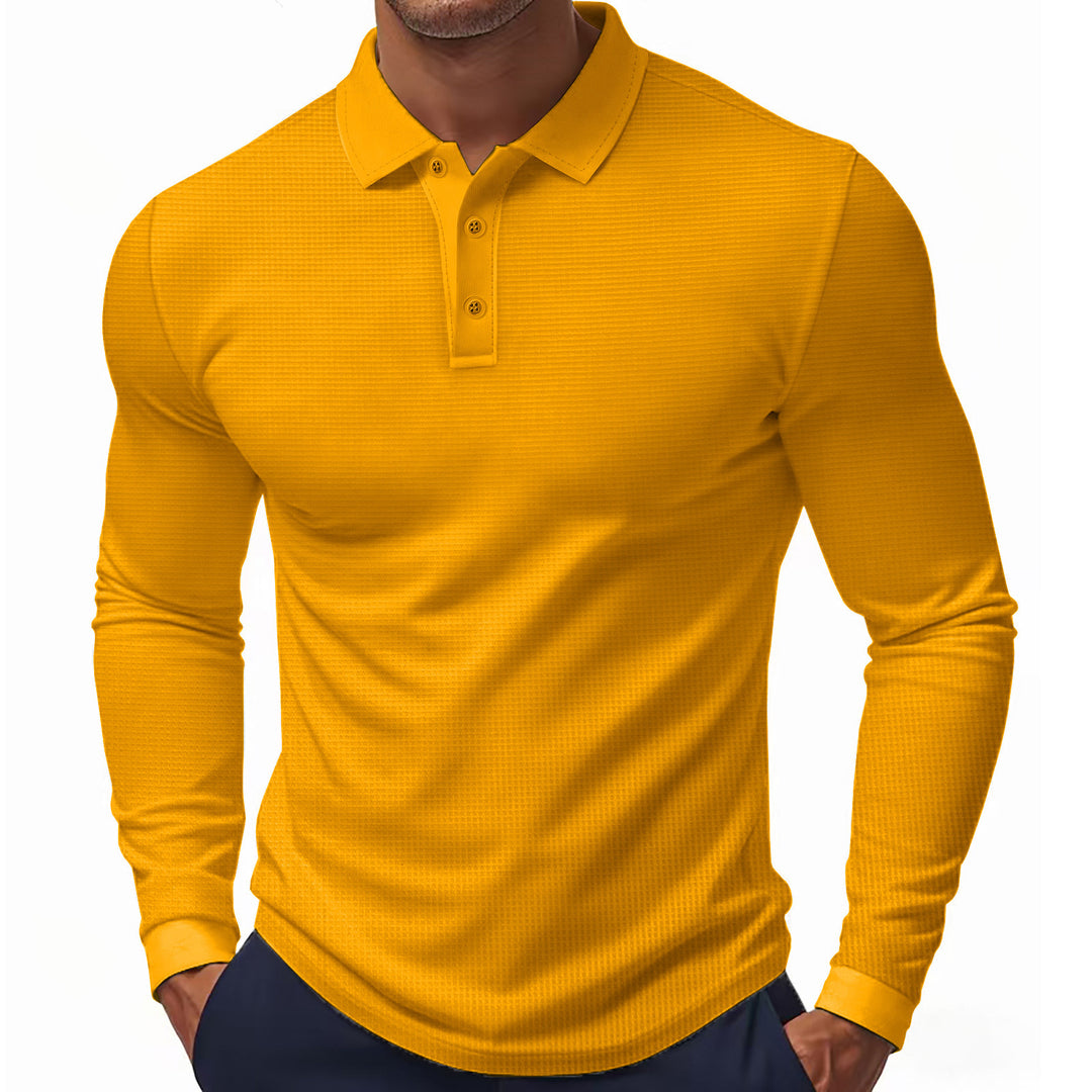Long sleeve polo for men with textured design Lune London