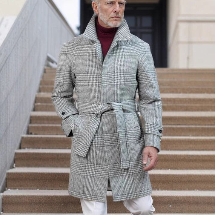 Men's Classic Checked Wool Coat Lune London