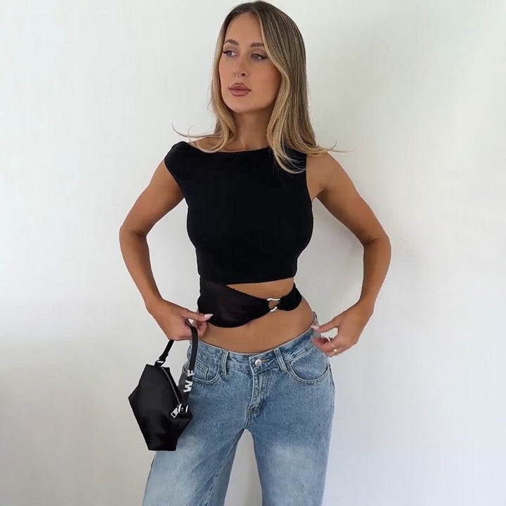 Stylish cropped top for women with adjustable drawstring Lune London