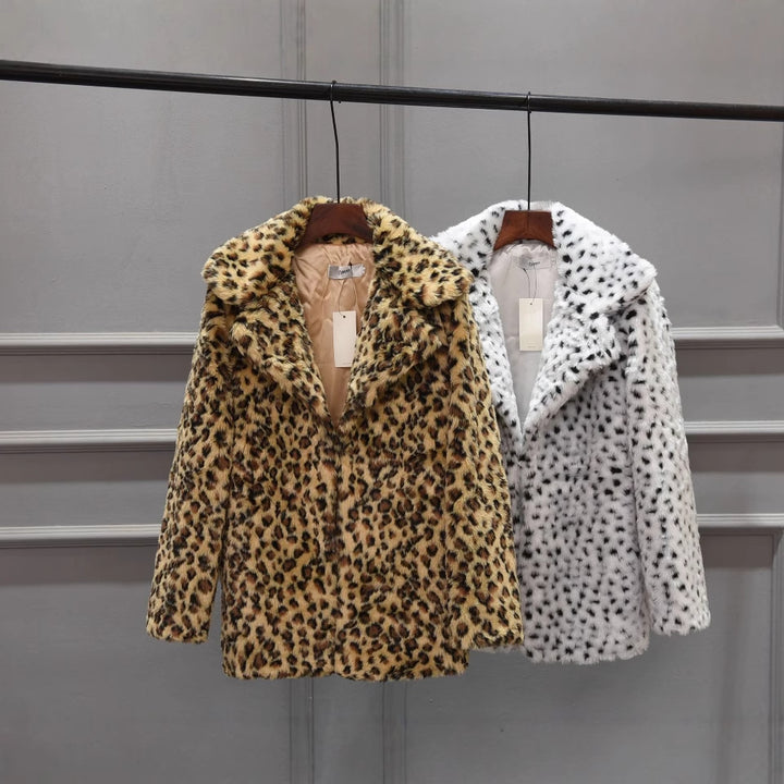 Luxury faux fur leopard print jacket for women Lune London