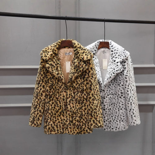 Luxury faux fur leopard print jacket for women Lune London