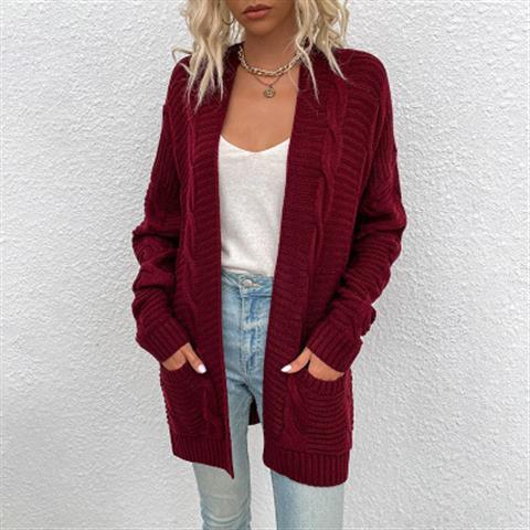 Women Chunky Knit Cardigan with Deep Pockets and Open Front Lune London