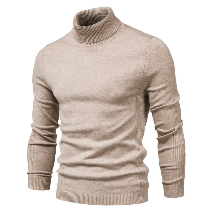 Knit sweater for men with high collar and fine rib pattern Lune London