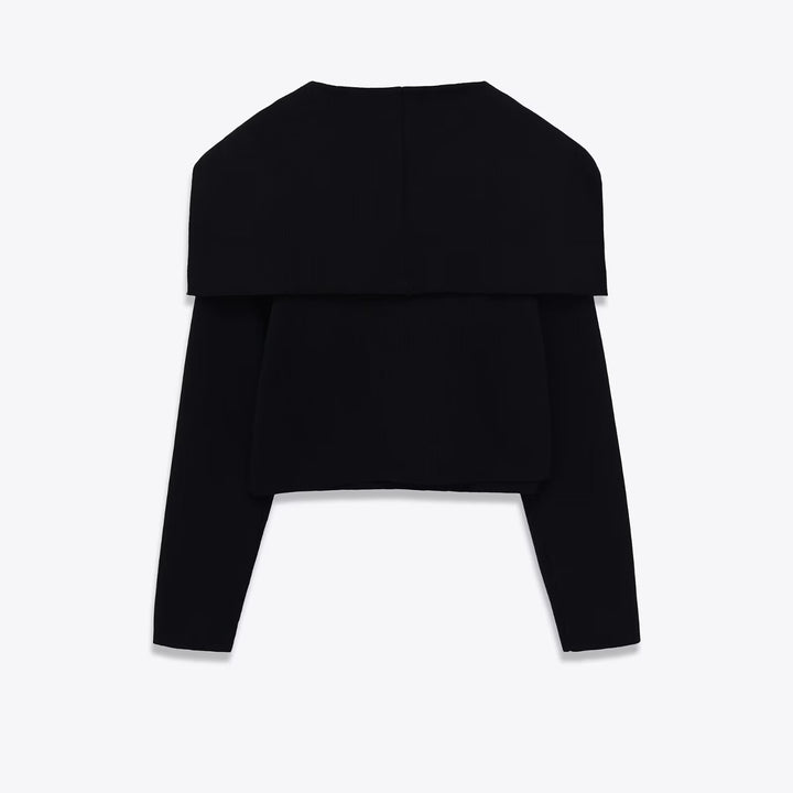 Cropped jacket for women with large lapels and gold buttons Lune London