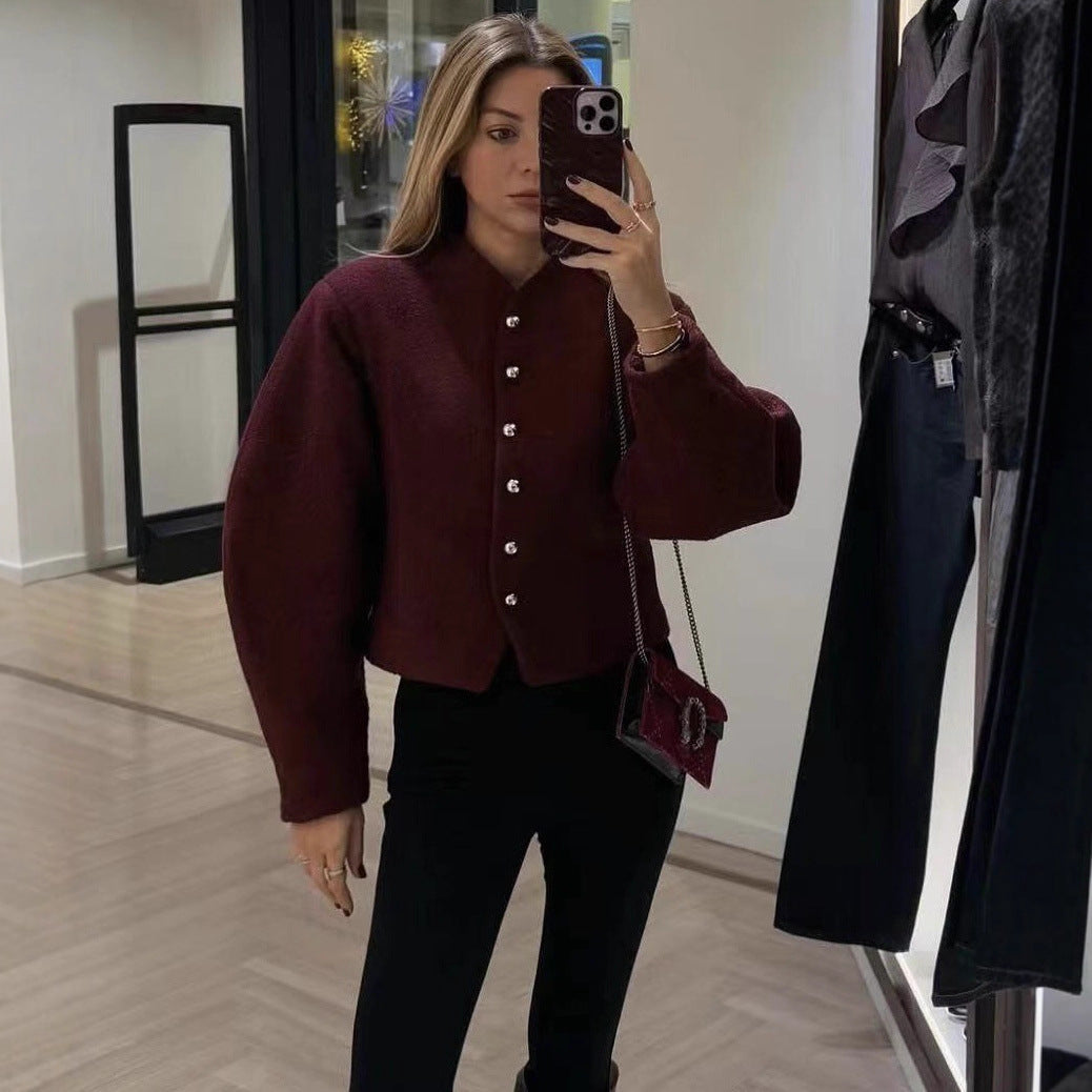 Veste courte à la mode pour femmes avec patte de boutonnage élégante Chic & Stil