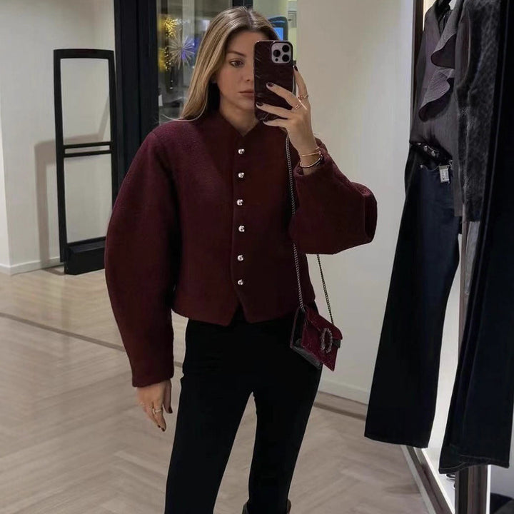 Veste courte à la mode pour femmes avec patte de boutonnage élégante Chic & Stil