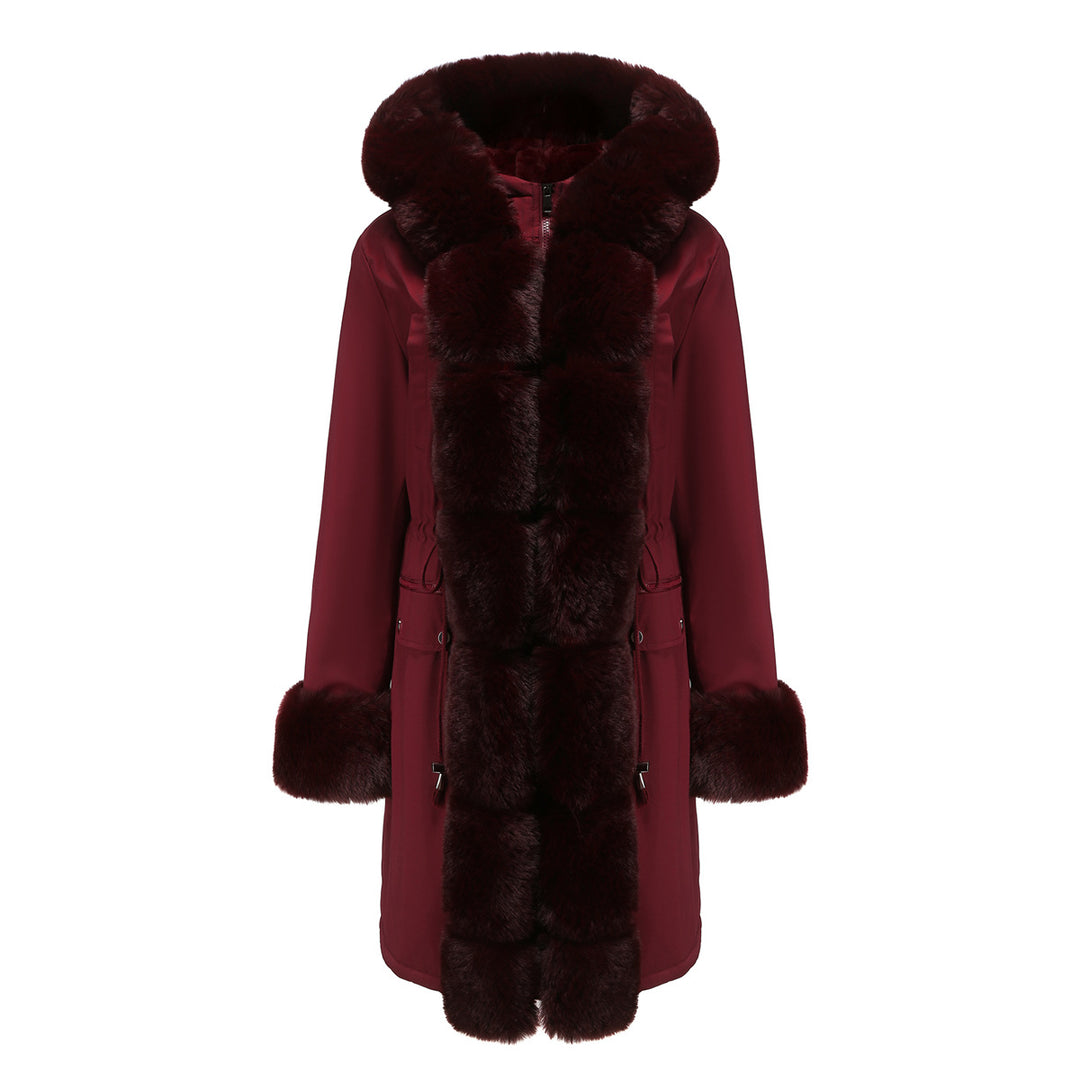 Elegant women's park jacket with luxurious faux fur trim Lune London