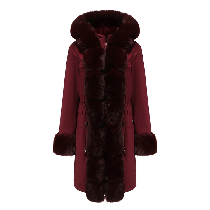 Elegant women's park jacket with luxurious faux fur trim Lune London
