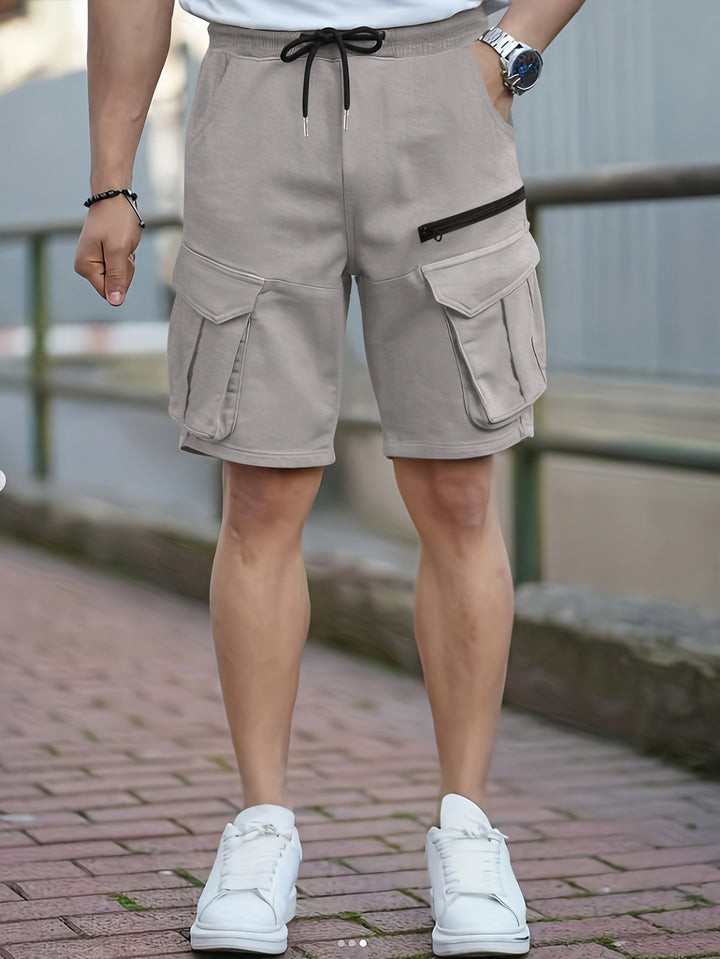 Men's cargo style utility shorts with multiple pocket design Lune London