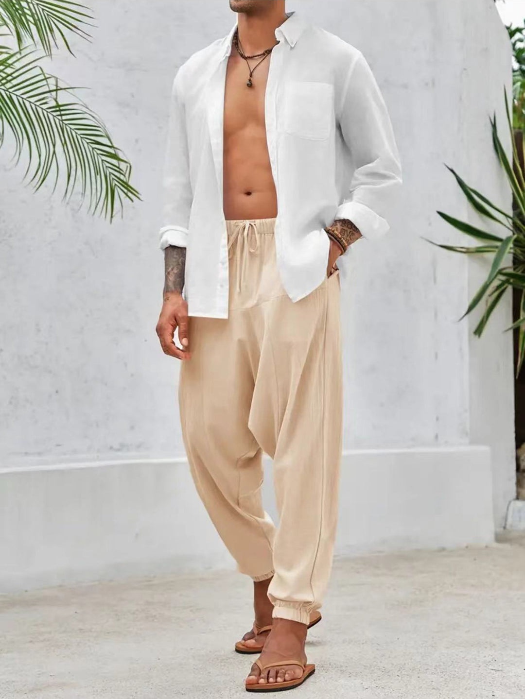 Casual harem pants for men with elastic waist and deep pockets Lune London