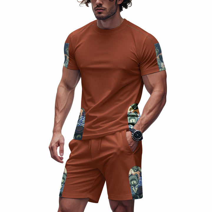 Short-sleeve sports set for men with textured side elements Lune London