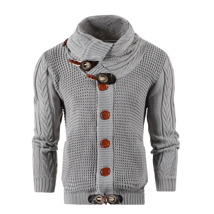 Thick knit jacket for men with foldable collar Lune London