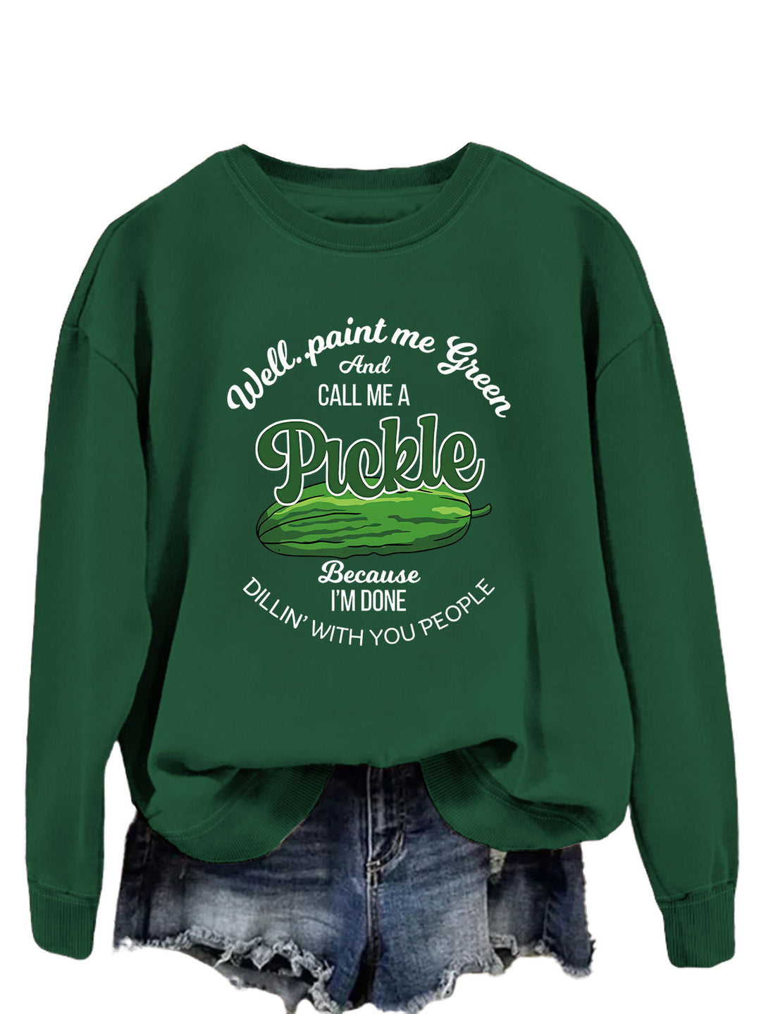 Sweat-shirt femme avec un motif de concombre amusant et un imprimé créatif Chic & Stil